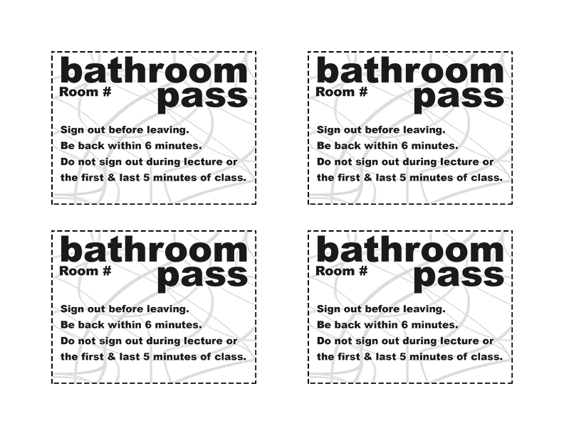 Free Bathroom Pass Sheet Artsy Dork